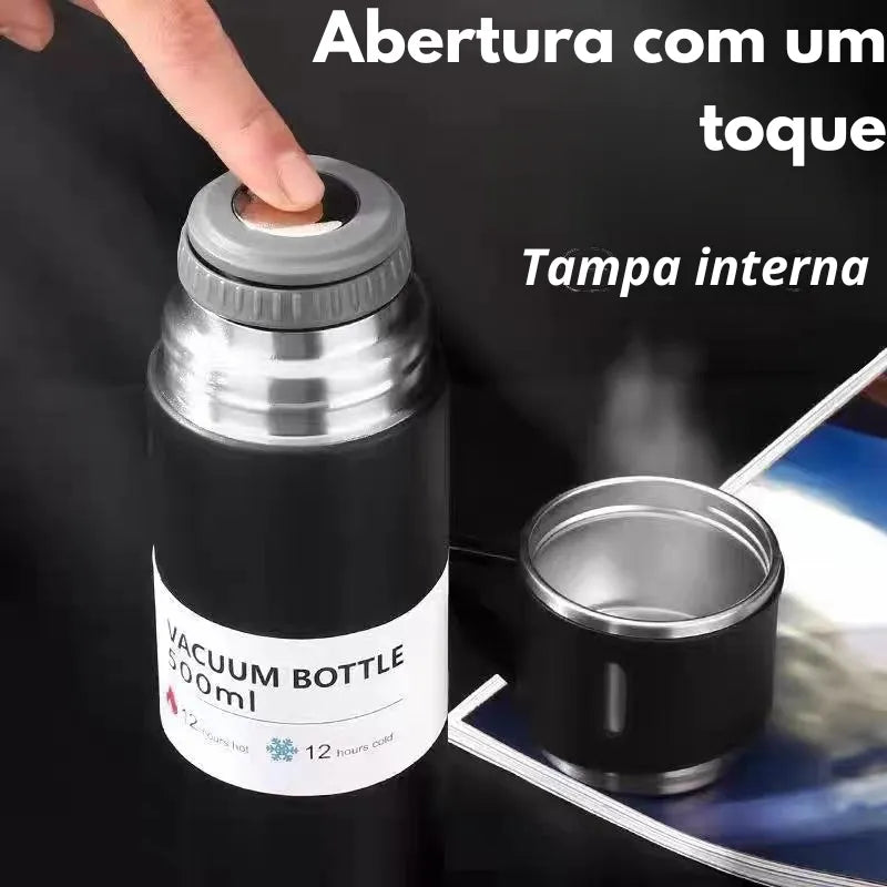 SKYTUR Kit Conjunto Garrafa Térmica Com Tampa & Xícaras Quente Frio Temporada 500ML - ÓTIMO PRESENTE NATALINO NATAL RAPIDO