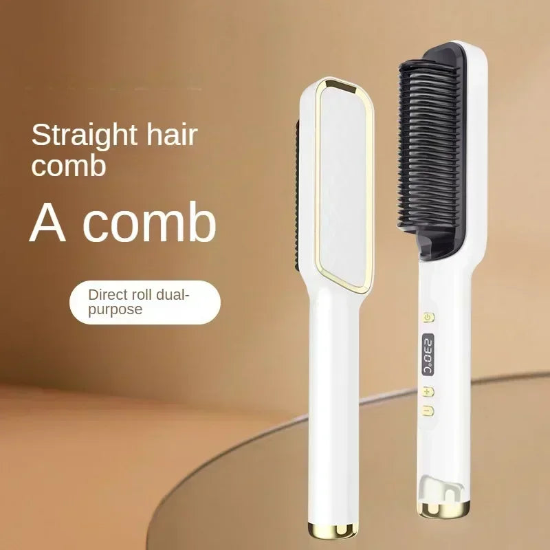 LCD Ladies Hair Straightening Comb 110-240V Home Electric Heated Hair Straightening and Curling Comb