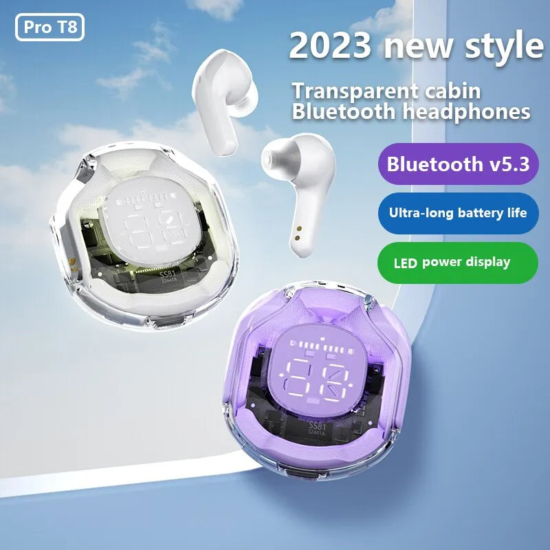 PRO T8 Wireless Bluetooth Headset Transparent