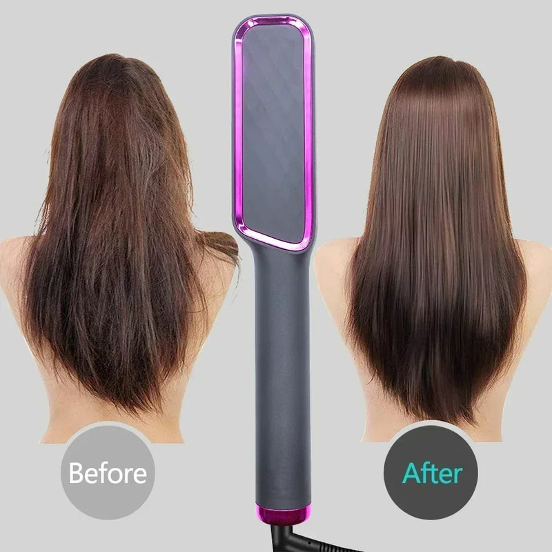 LCD Ladies Hair Straightening Comb 110-240V Home Electric Heated Hair Straightening and Curling Comb